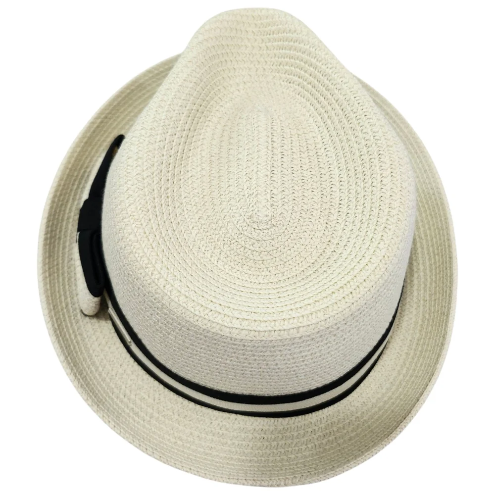 Betmar New York Braided Trilby Hat Ivory with‎ Black One Size JOANNE NWT